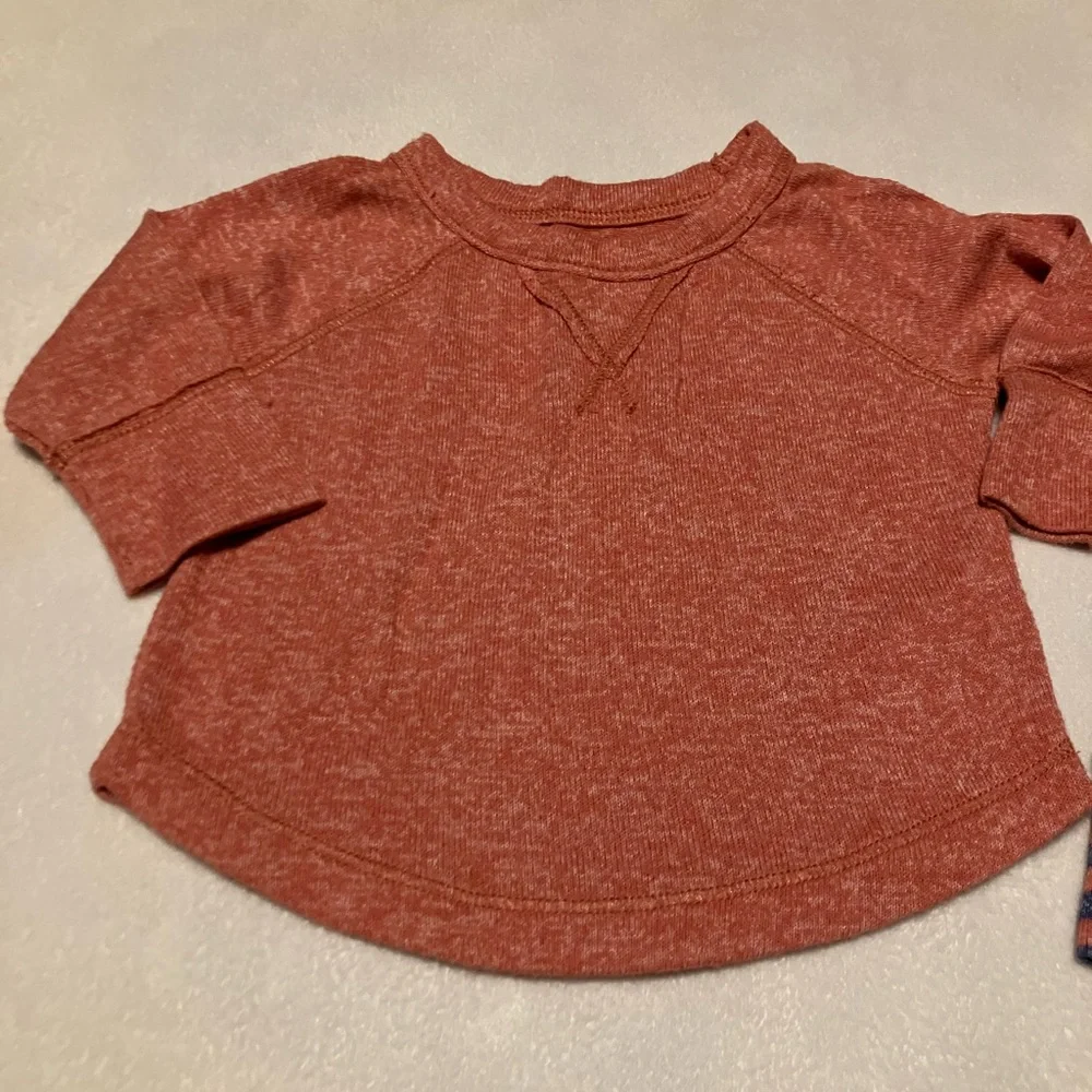 Cat & Jack Baby Outfit in Soft Orange & Blue Stripes - Picture 2 of 5